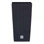 Prosperplast Plastični okrasni lonček Rato Square, videz ratana, antracit 17x17x32,4 cm