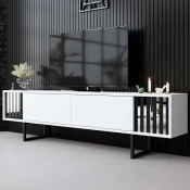 Hanah Home TV Komoda Chrome Line, 180x48x30 cm, Belo-Crna