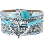Zapestnica AG - 38814 Heart - Turquoise / Srebrna KP38814