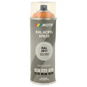 Industrijski akrilni lak sprej RAL HG 400ml Motip - RAL 2011 globoko oranžna