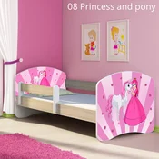 Djecji krevet ACMA s motivom, bocna sonoma 140x70 cm 08 Princess with Pony