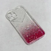 Maska za telefon Heart Glitter za iPhone 12 Pro Max 6.7 providno-roze