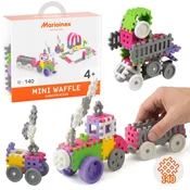 MARIOINEX Marioinex Mini Waffle Konstruktor Roza komplet gradbenih kock, mehke kocke za otroke, varne – 140 kosov