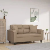 shumee vidaXL Dvosed z blazinami, kapučino, 120 cm, umetno usnje