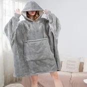 Odeja pulover z rokavi in kapuco v enem HOODIE siva