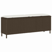 Vrtna klupa s jastukom smeda 110x30x40,5 cm poliratan