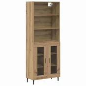 Vidaxl Visok predalnik 2 kos Umetni hrast 69,5 x 32,5 x 180 cm