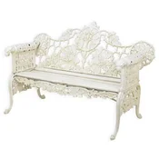 Casa Padrino baroque garden bench cream white 148 x H. 95 cm - Magnificent cast iron garden bench - Cast iron garden furniture - Baroque garden furniture - Garden furniture in baroque style