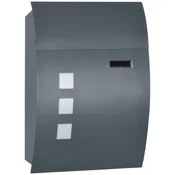 HOMCOM Poštni nabiralnik ukrivljen iz pocinkanega jekla z 3 režami in 2 varnostna ključa vključena, 45x10x32 cm, siva
