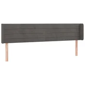 Vidaxl Vzglavje z ušesi temno sivo 163x16x78/88 cm žamet