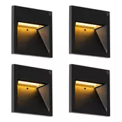 Komplet 4 modernih vgradnih stenskih svetilk črne barve z LED - Gem 2