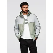 Ombre Mens imitation leather jacket with ribbed hem - dark brown