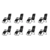 IWHOME Nastavljiv vrtni ležalnik COMFORT črne barve - set 8 kosov