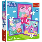 Peppa pujsa 3 v 1, puzzle s 20-36-50 kosi - Trefl