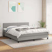 Greatstore Box spring postelja z vzmetnico svetlo siva 160x200 cm žamet