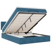 Vidaxl Otomanska postelja z vzmetnico temno modra 140x190 cm žamet