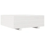 Vidaxl Vrtno cvetlično korito belo 70x70x26,5 cm trdna borovina