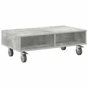 Vidaxl Stranska miza s kolesi Betonsko siva 90 x 50 x 30 cm