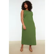 Trendyol Curve Green Jersey Knit Plus Size Dress