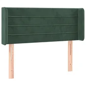 Vidaxl Vzglavje z ušesi temno zeleno 103x16x78/88 cm žamet