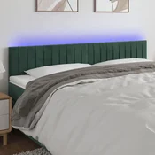 Vidaxl vidaXL Vzglavje postelje z LED diodo temno zeleno 180x5x78/88 cm žamet