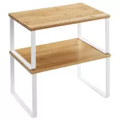 Songmics Poličnik za začimbe komplet 2 raztegljivih zložljivih polic 297x195x156 cm bela