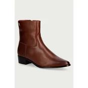 Tommy Hilfiger gležnarski čevlji ženski usnjeni LEATHER ANKLE BOOT W ZIP