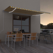 VIDAXL Ročno zložljiva tenda z LED lučmi 500×300 cm rumena in bela