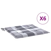 Jastuci za vrtne stolice 6 kom sivi karirani 40x40x4 cm tkanina