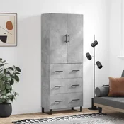 Vidaxl Visoka komoda betonsko siva 69,5x34x180 cm inženirski les