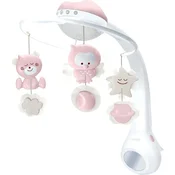 Glasbeni vrtiljak nad posteljico 3v1 Projector Musical Mobile Dusty Pink Infantino z projektorjem in nočno svetlobo, rožnato od 0 mesecev