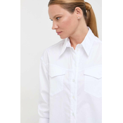 Košulja Patrizia Pepe za žene, boja: bijela, relaxed, s klasičnim ovratnikom