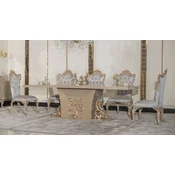 Casa Padrino luxury baroque dining room set silver/gray/gold - 1 Baroque dining table & 8 Baroque dining room chairs