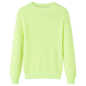 shumee Otroški pulover pleten neon rumen 128