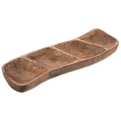 Orion Drveni tanjur za grickalice, podijeljen, MANGO, 35x11 cm