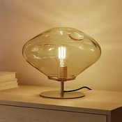 Namizna svetilka Lindby Lelia, jantar, steklo, kovina, O 35 cm - Dnevna soba/jedilnica - Dizajn - jantar, medenina