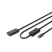 Digitus Digitus aktivni USB 3.2 Gen1 produžni kabel, USB-C - USB-C, 10m, crni