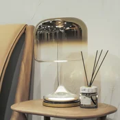 Maytoni LED namizna svetilka Spirito, zlata, steklo, višina 42 cm - Dnevna soba/jedilnica - medenina, črna, prozorna
