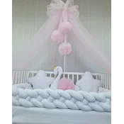Bubamara037 Set za krevetac sa ogradicom od pletenica, sa lastišom, Beli
