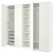 PAX / FORSAND Garderober, bela/bela, 250x60x236 cm