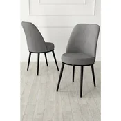 Hanah Home set trpezarijskih stolica Jaxe 8 kom, siva tkanina Babyface, crne metalne noge
