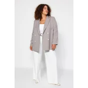 Trendyol Curve Gray Striped Double Closure Woven Jacket