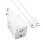 HOCO stenski polnilec 2 x Type-C + kabel Type-C do Type-C PD QC 45W GaN N42 bel