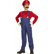 Widmann Otroški kostum - Super Plumber - 140 cm/8 - 10 let