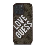 Guess PU Leather 4G Big Love Logo MagSafe Zadní Kryt pro iPhone 16 Pro Max Brown Ovitek za telefon Vijolična