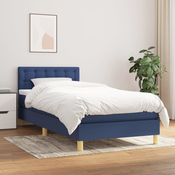 Greatstore Box spring postelja z vzmetnico modra 100x200 cm blago