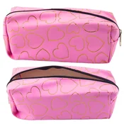 slomart LEAN etui za peresnico/pisalne potrebščine, roza z zlatimi srčki, 20x8 cm