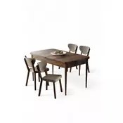 HANAH HOME Rasklopivi trpezarijski sto i stolice (5 delova) Exve Baroque Cappuccino