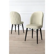 Hanah Home set trpezarijskih stolica Bika 8 kom, krem tkanina Babyface, crne drvene noge