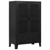 Uredski ormaric s mrežastim vratima crni 75x40x120 cm celicni